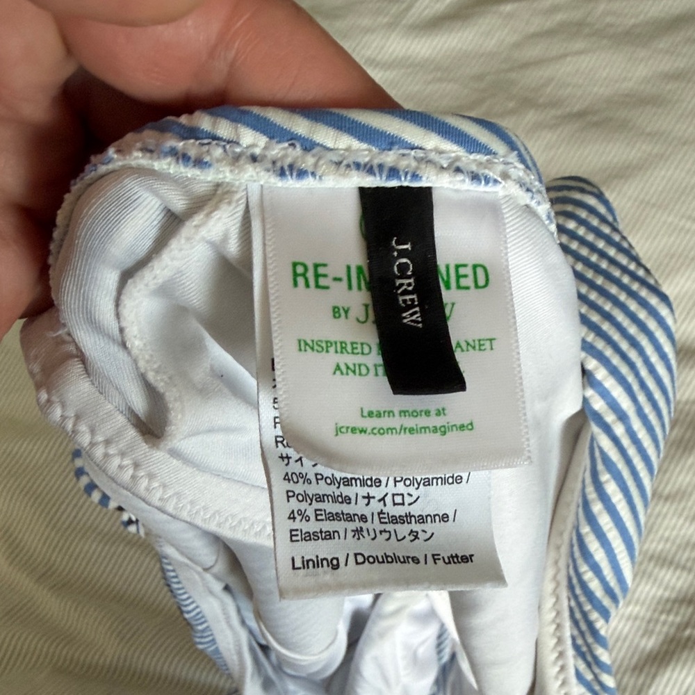 J. Crew Blue and White Striped One-Piece Swimsuit - Picture 3 of 4
